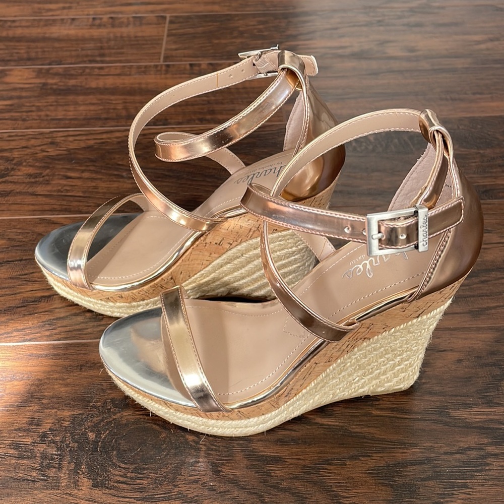 charles by charles david, rose gold platform wedges. size6. excellent condition.
